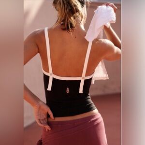 FP Movement by Free People Fast Ball Tank Black White Combo Trim Cotton Large